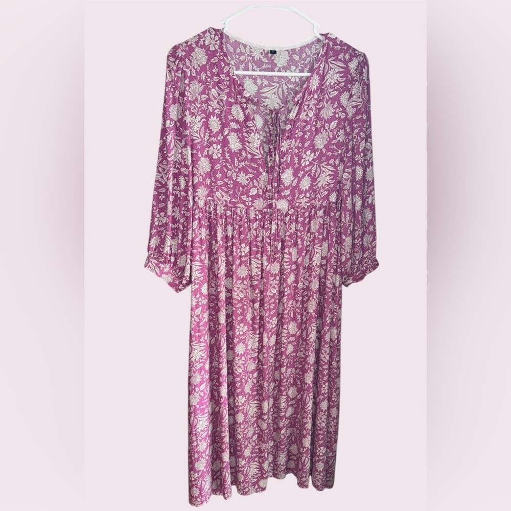 Floral Pink and White Dress